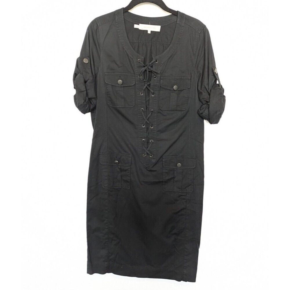 Gerard Darel Dress Womens 38 6 Black Donata‎ Lace Up Pockets Casual Designer